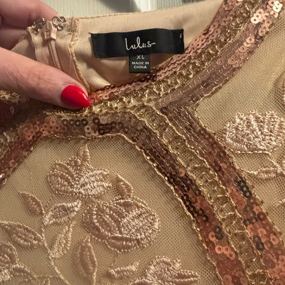 Lulu’s rose gold beaded art deco mini dress - Picture 6 of 7